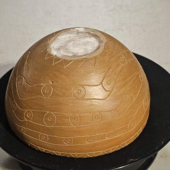 Handcrafted Natural Clay Decorative Bowl With Geometric Pattern Design - Picture 8 of 11